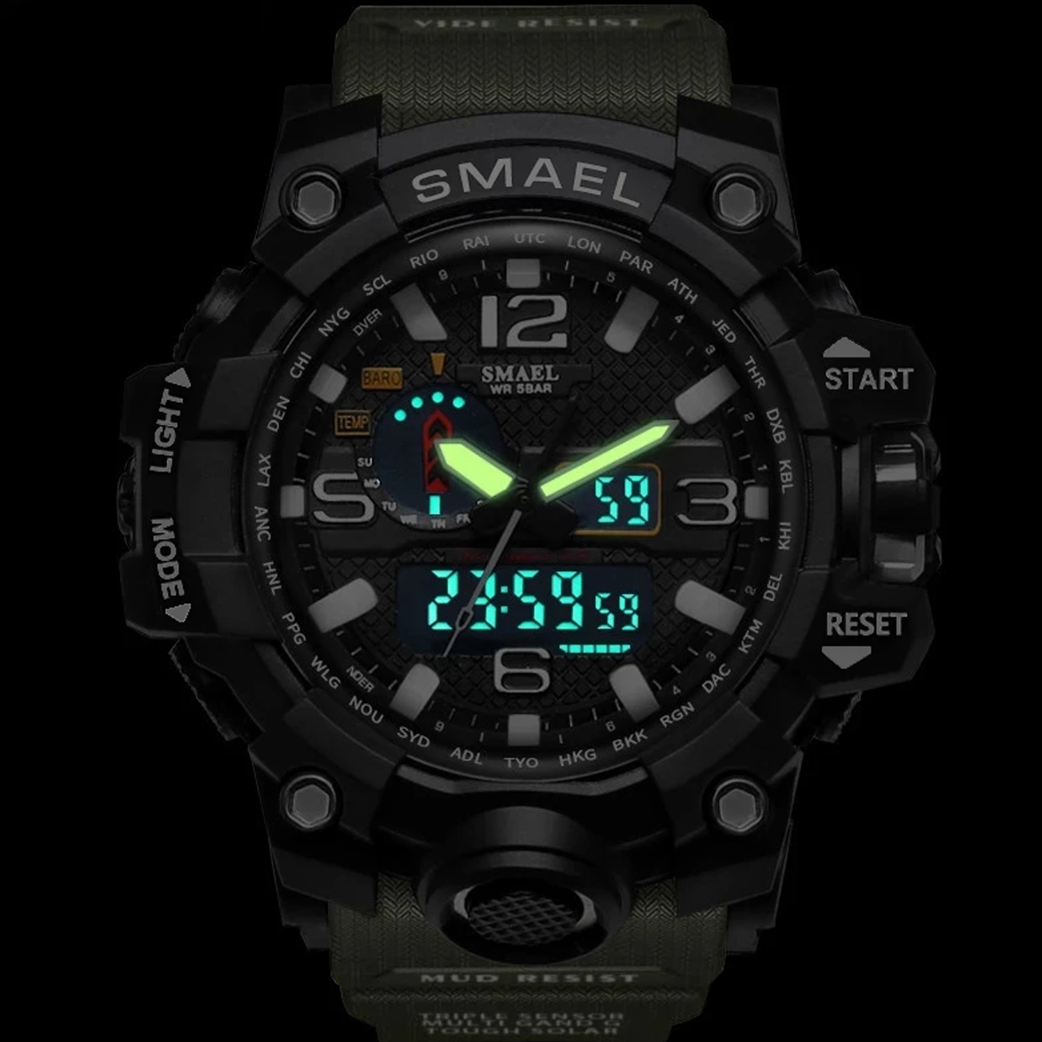 Smael Men Sports Dual Display Camouflage Watch-3