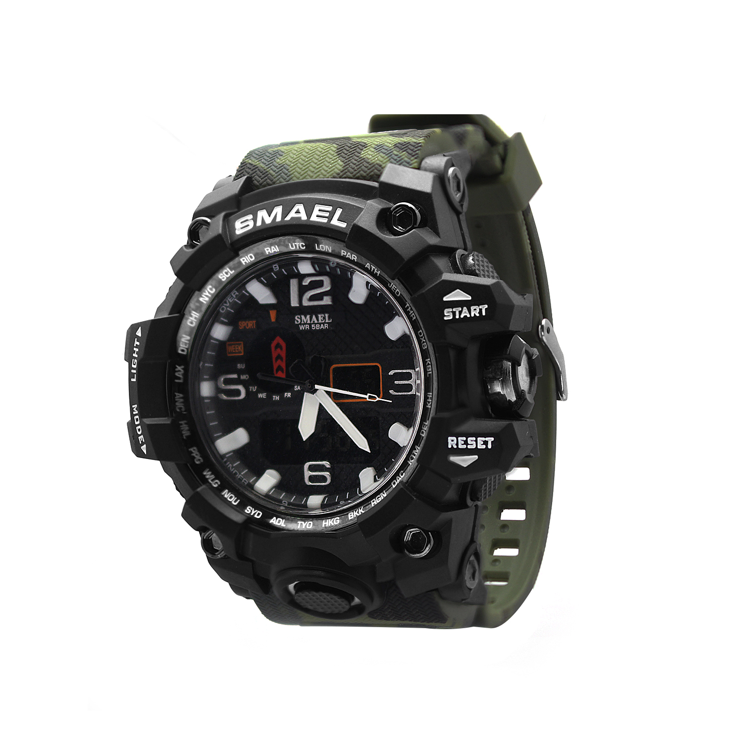 Smael Men Sports Dual Display Camouflage Watch