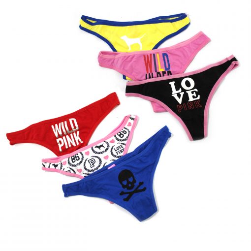 Victoria's Secret Pink Stretch Cotton Thong Panty Pack of 6 - Brands4less