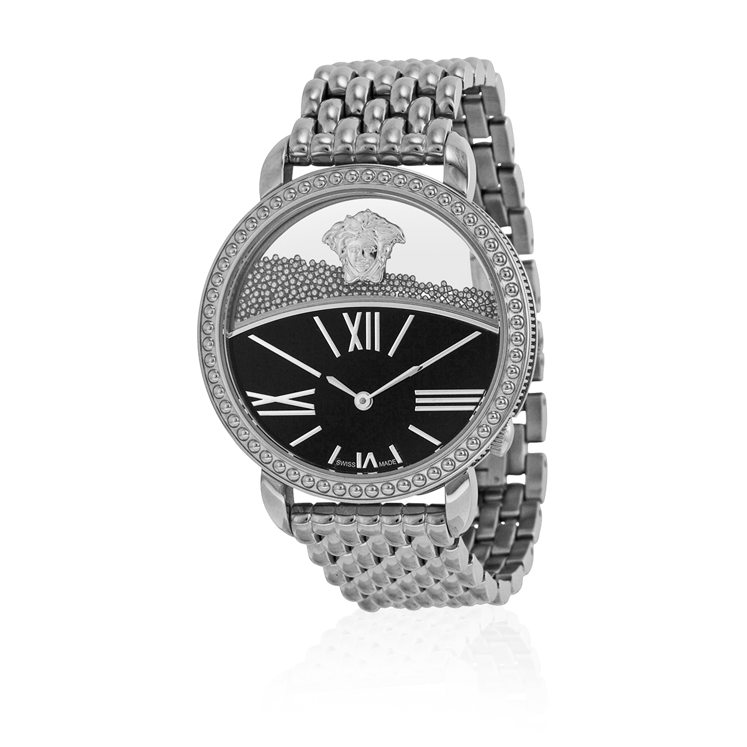 Versace Krios 93Q Black Enamel and Transparent Dial Rose Gold-plated Ladies Watch