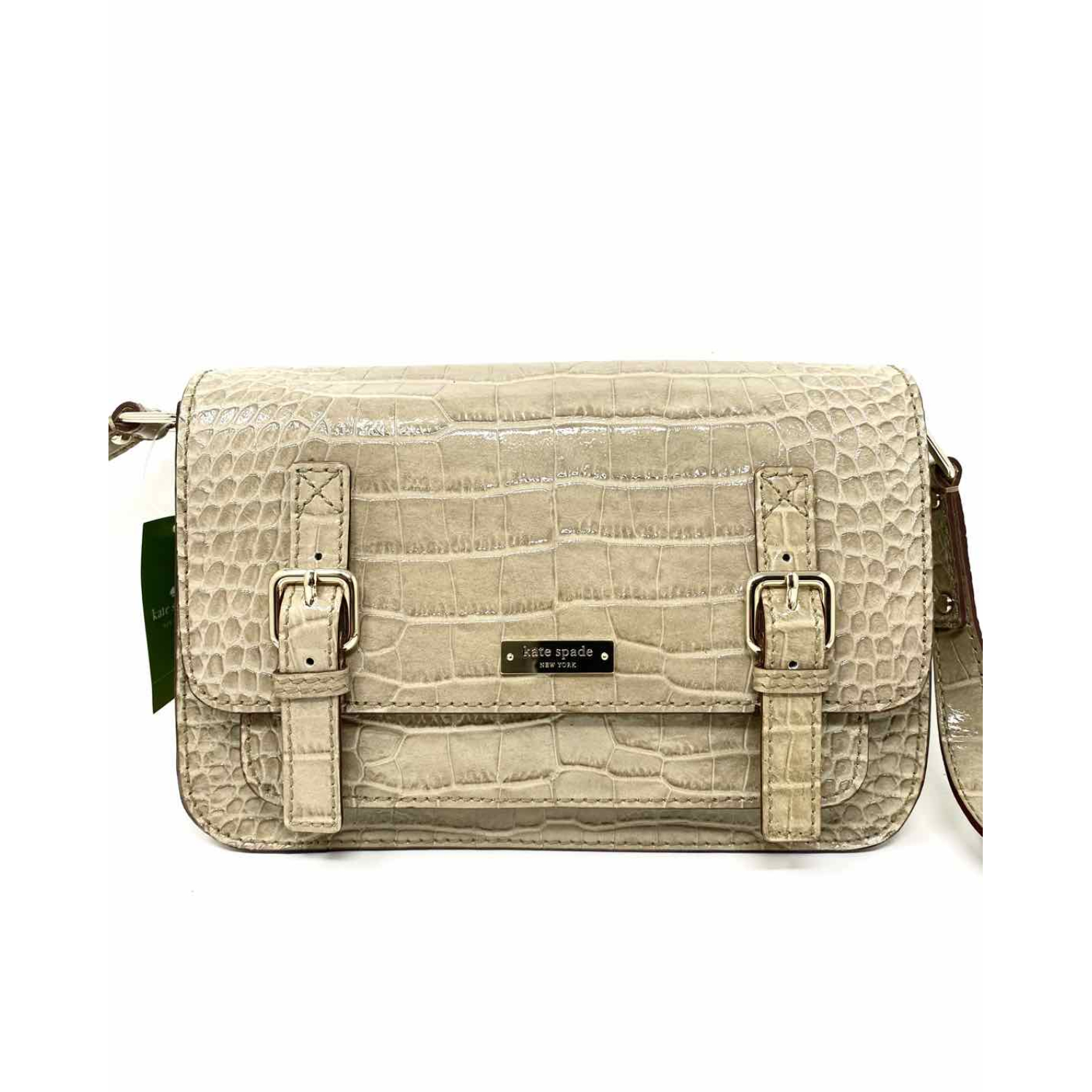 Kate Spade Beige Croc Embossed Leather Crossbody
