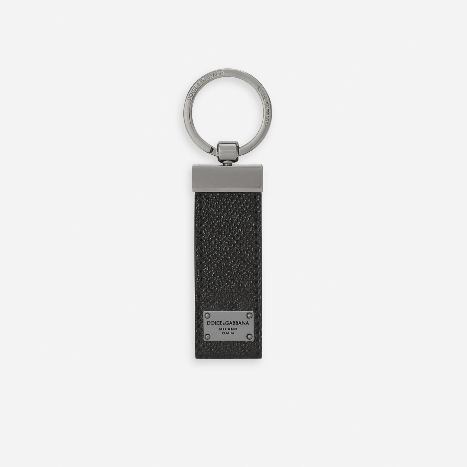 Calfskin key chain with logo tag