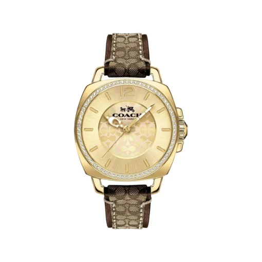 Coach Boyfriend Signature Strap Khaki Brown Ladies Watch 14503150