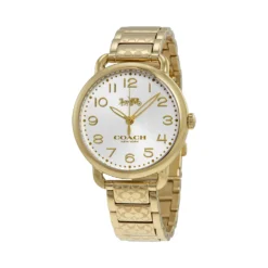 Coach Delancey Silver Dial Yellow Gold tone Ladies Watch