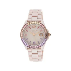 Coach Greyson Multi Color Crystal Accent Rainbow Bezel Pink Ceramic Watch 14504020