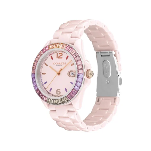 Coach Greyson Multi Color Crystal Accent Rainbow Bezel Pink Ceramic Watch 14504020 4