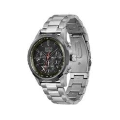 Hugo Boss Grey Steel Olive Green Solar Chronograph Mens Watch 1514034 1