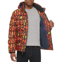 Tommy Hilfiger Typographic Print Hooded Puffer Jacket