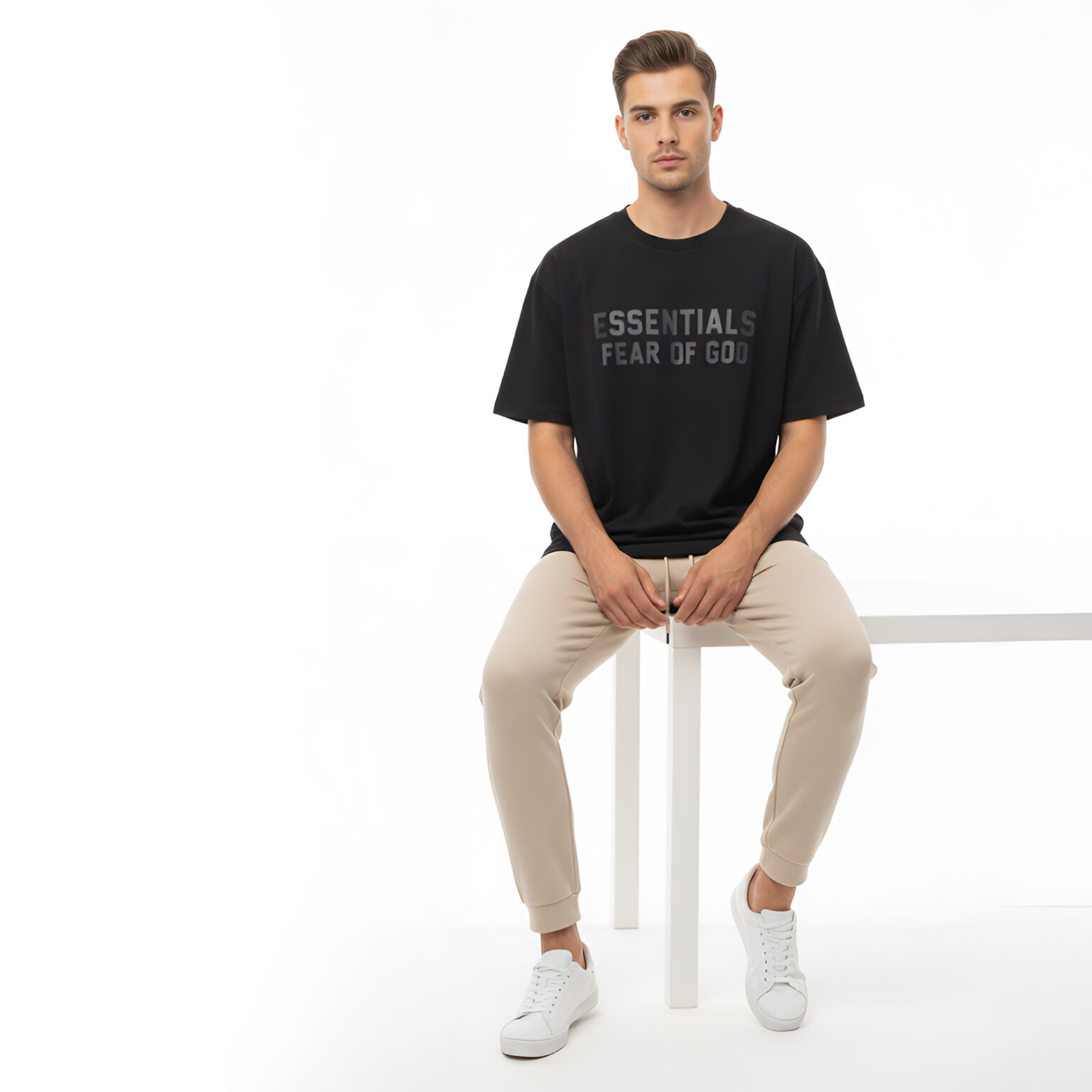 Fear of God Essentials Oversized Black T-Shirt - Brands4less