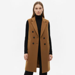 Stradivarius Women’s Double Breasted Wool Blend Sleeveless Long Coat