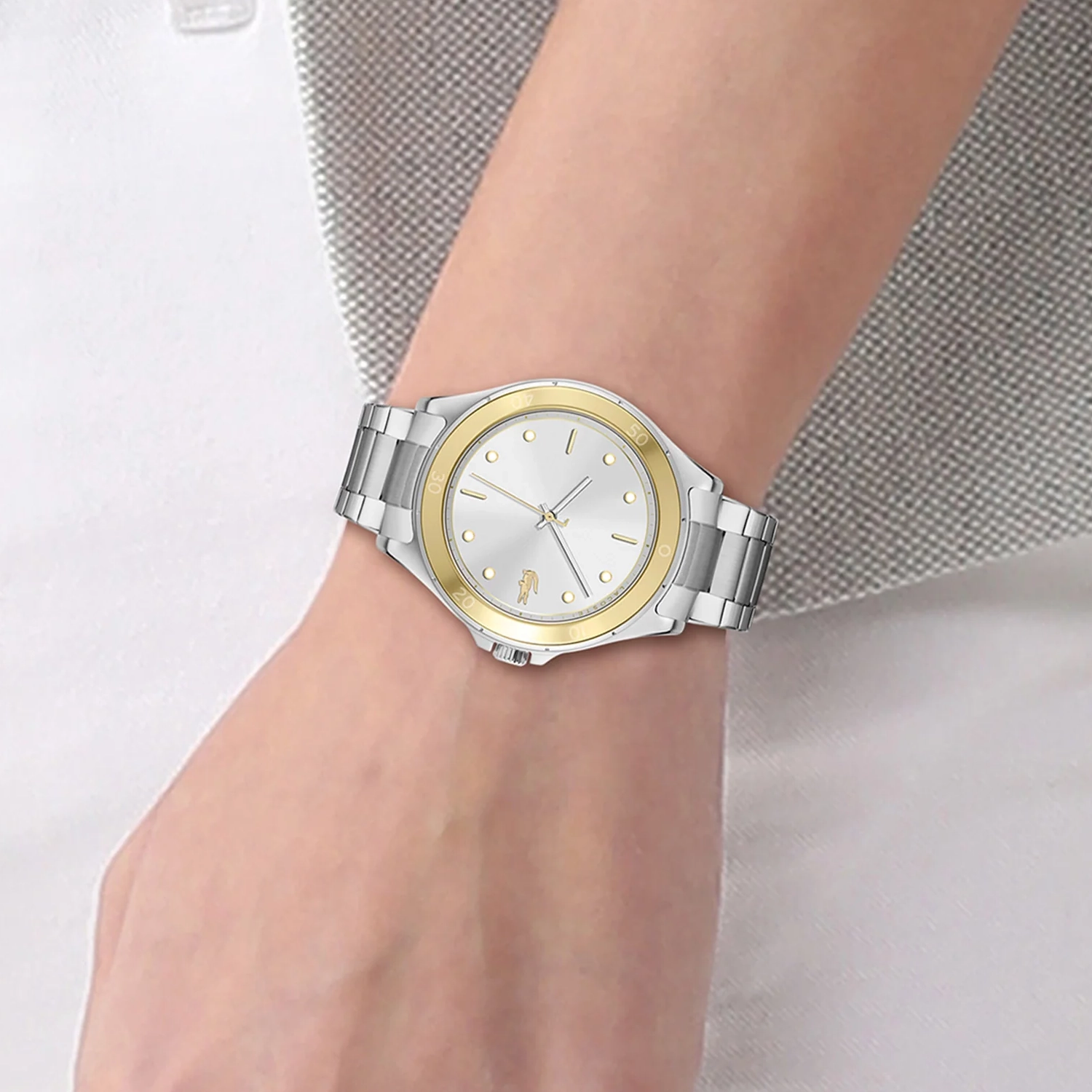 Lacoste Swing Silver Steel Silver White Dial Women's Watch - 2001222-03