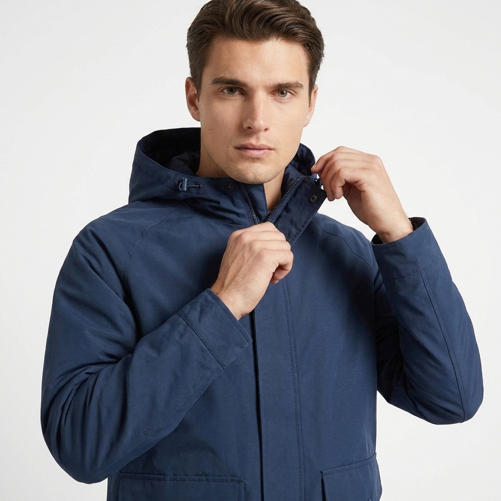 Michael Kors Men's Dark Blue Water Repellent Hooded Jacket - Image 8