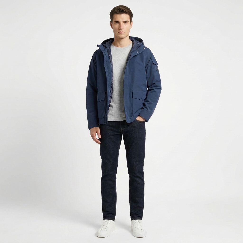 Michael Kors Men's Dark Blue Water Repellent Hooded Jacket - Image 2