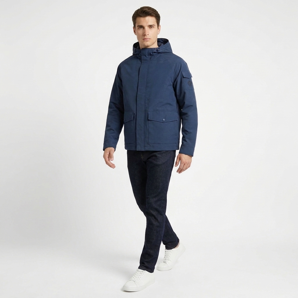 Michael Kors Men's Dark Blue Water Repellent Hooded Jacket - Image 7