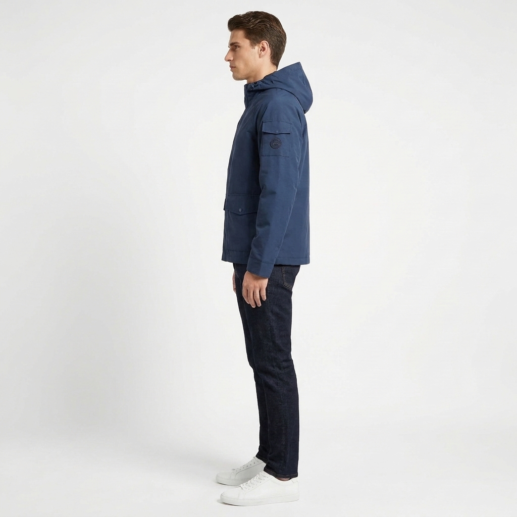 Michael Kors Men's Dark Blue Water Repellent Hooded Jacket - Image 4