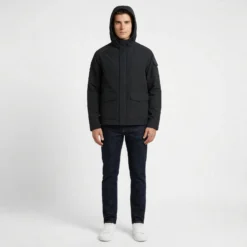 Michael Kors Men's Black Water Repellent Hooded Jacket