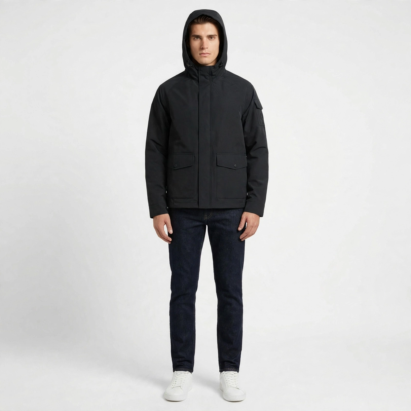 Michael Kors Men's Black Water Repellent Hooded Jacket - Image 1