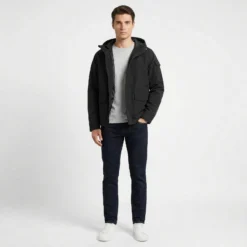 Alternative view of Michael Kors Men's Black Water Repellent Hooded Jacket